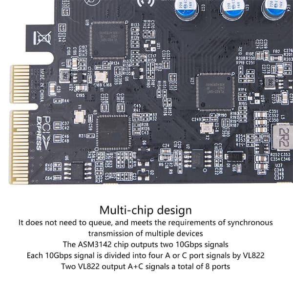 Desktop PC PCIe-kort USB3.2 Expansionskort för förbättrad dataöverföring