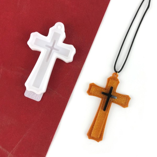 Cross Resin Form,Crucifix Form Epoxiharts Form för DIY-gjutning Nyckelring Halsband Hänge Smycketillverkning Blue