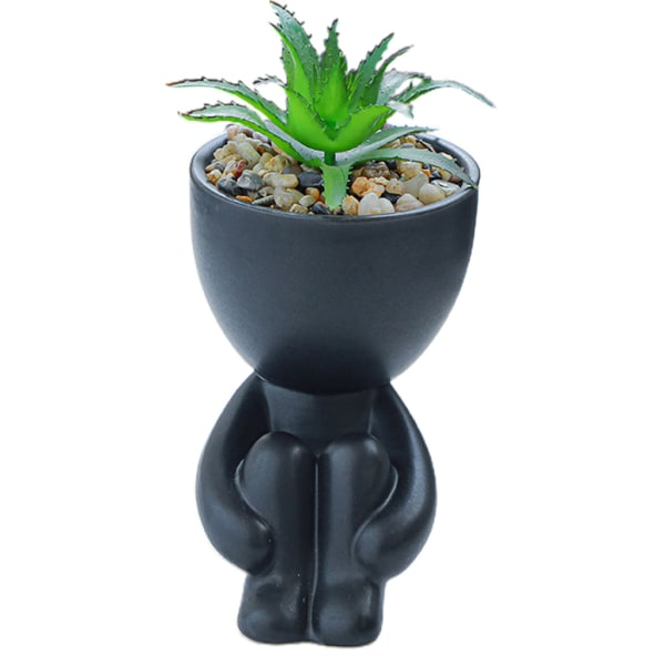 Söt Humanoid Keramisk Suckulent Cactus Bonsai Planter Krukor Behållare Desktop Dec 7