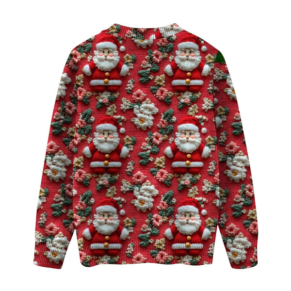 Langærmet julepullover til kvinder 3D-juleprintet pullover sweatshirt Red XL