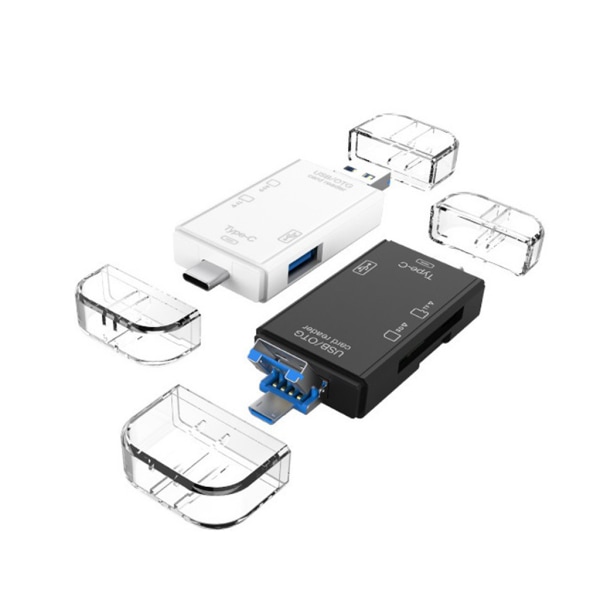 6 i 1 multifunktionell kortläsare USB3.0 för övervakningskamera Digitalkamera surfplatta för Windows Black
