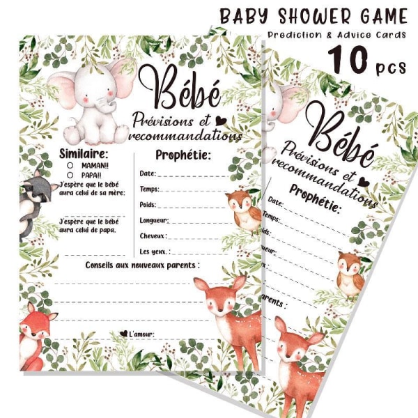 Baby Shower Förutsägelser & Rådskort 10st Nyfödda Dusch Spel Aktivitetskort Könsneutral Nya Föräldrar Rådbok null - 1