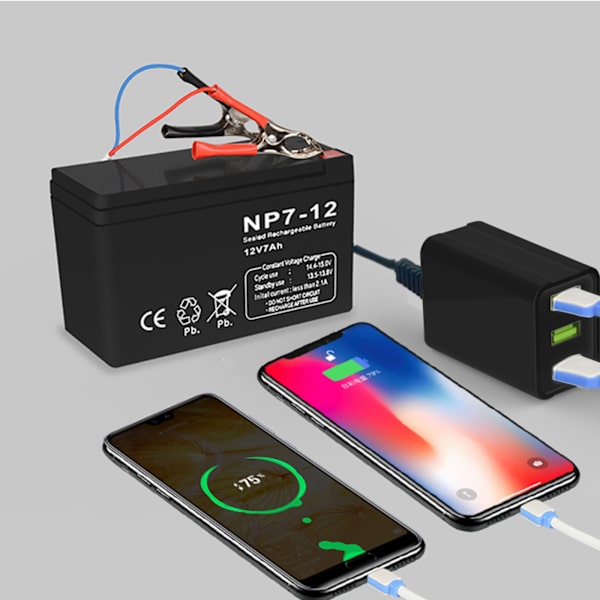 Omvandlare batteriklämma 12V-24V QC3.0 USB -laddare Power 3 portar Shunt automatiskt laddning för Android