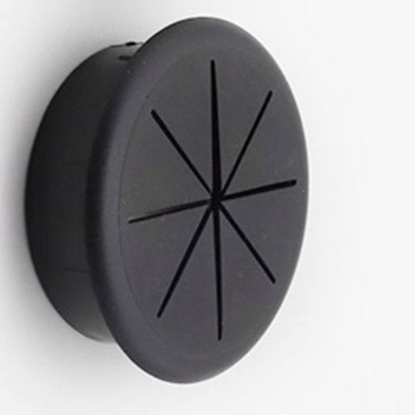 2,4 tums runda skrivbordsgenomföringar i plast Svart organizer PC-dator för Mac Port Cover