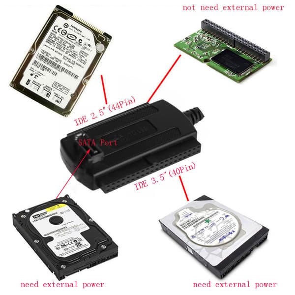 USB2.0 hårddiskkonverteringskabel för 2,5 3,5 tums HDD SSD-adapter
