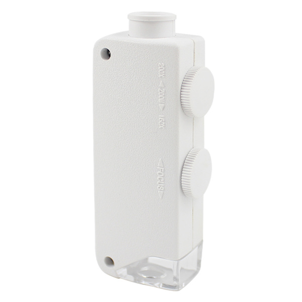 Handhållet Mikroskop 160-200X Justerbart Portabelt LED Mikroskop LED Belyst Fickmikroskop Förstoringsglas-M25 Vit