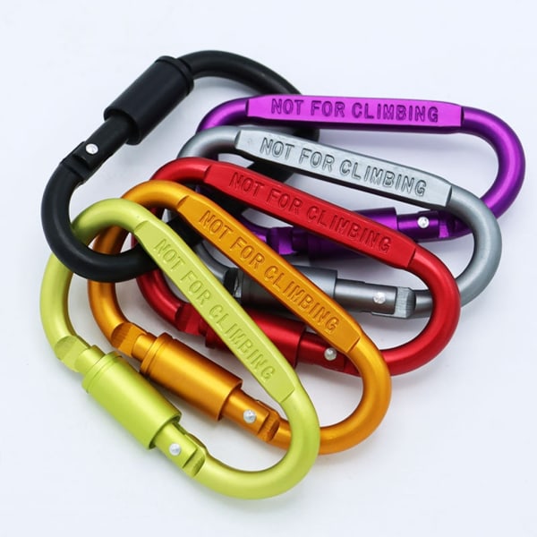 Aluminiumlegering D-Shape Spänne Bergsklättring Karbinhakar Clip Twistlock Karbinhakar Krokar för camping, vandring, fiske Red