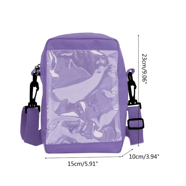 Ita-väska i japansk stil för flickor Transparent axelväska för kvinnor Söt liten budväska Tonåringar Crossbody-väska Handväska Ins Purple