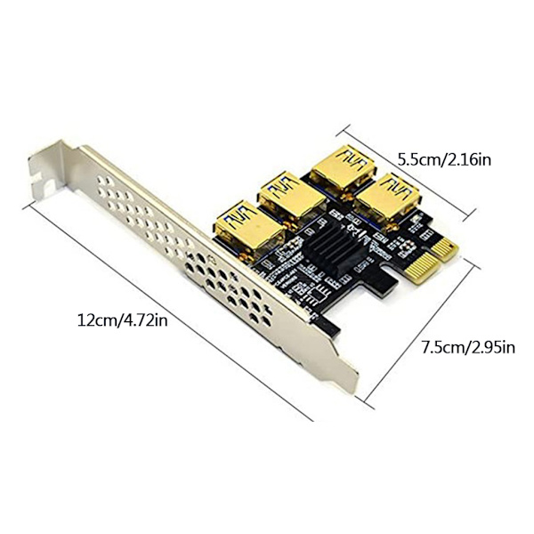 PCI för Express Multiplier Riser Card 16X-platser PCI-E 1 till External 4 USB 3.0 Adapter Multiplikatorkort för Bitcoin Mining