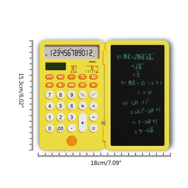 6-tums miniräknare LCD-skrivplatta Typ-C Laddning Solenergi Digital grafisk surfplatta Handskriftstavla TypC Flip Typ Yellow