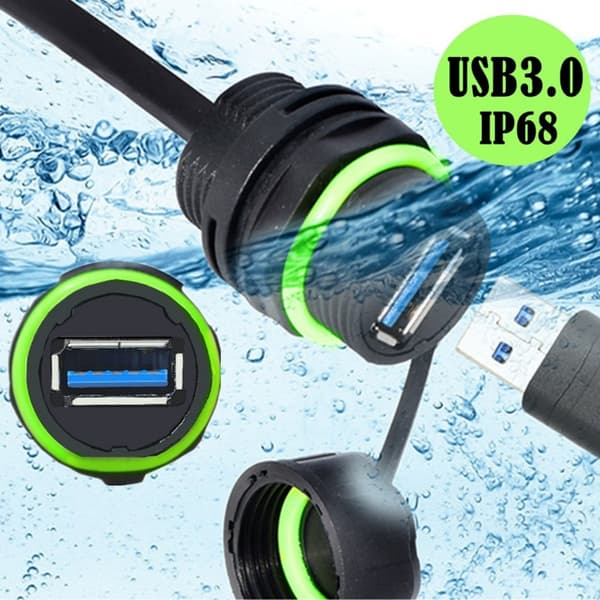 Vattentät USB3.0 Panelmonteringskabeladapter 5Gbps Hög Hastighet Industriell Användning