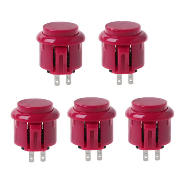 Inbyggd liten mikrobrytare 24 mm Fabrikspris Arkadknapp rund tryckknapp för Jamma Mame, set med 5 Red