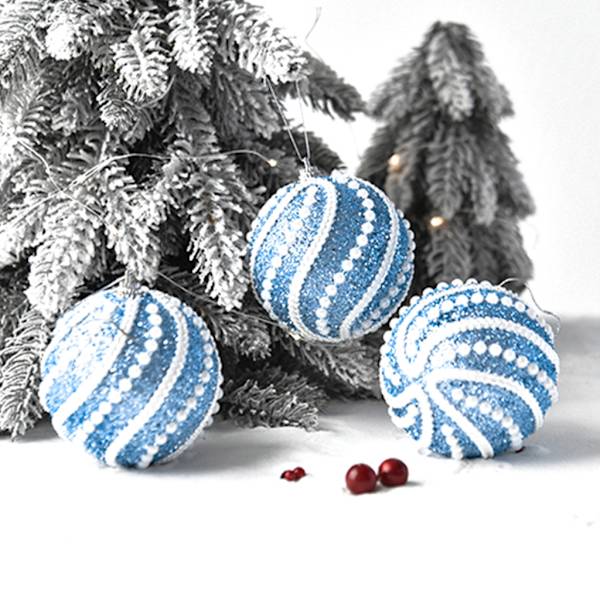 8cm glitter julgranskula splittringssäker skum julkulor prydnadsföremål för trädhängande grannlåt hänge nyår White