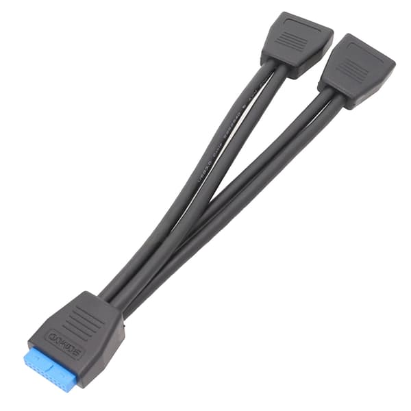 USB 3.0 19-benet/20-benet intern forlængerheader 1 til 2 adapter splitterkabel