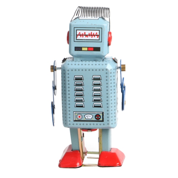 Vintage mekanisk urverk Wind Up Walking Robot Tenn Toy Kids Gift Collection