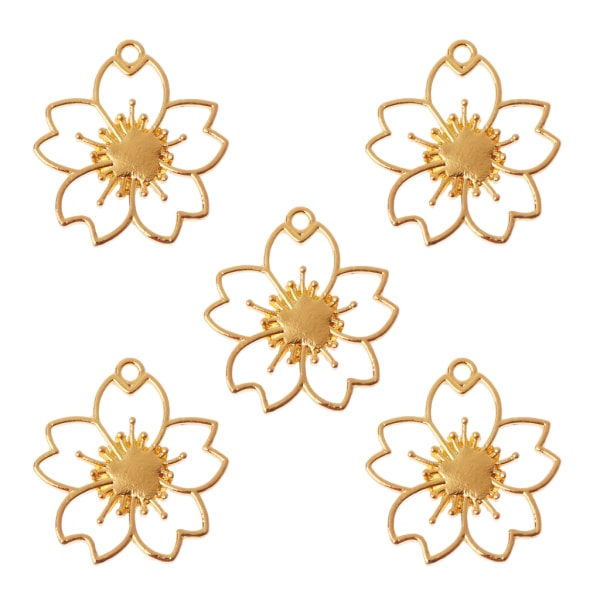 5x/ Set Cherry Flower Blank Harts Ramhänge Handgjord raminställning för smyckestillverkning pressade blommor gör-det-själv-konsthantverk