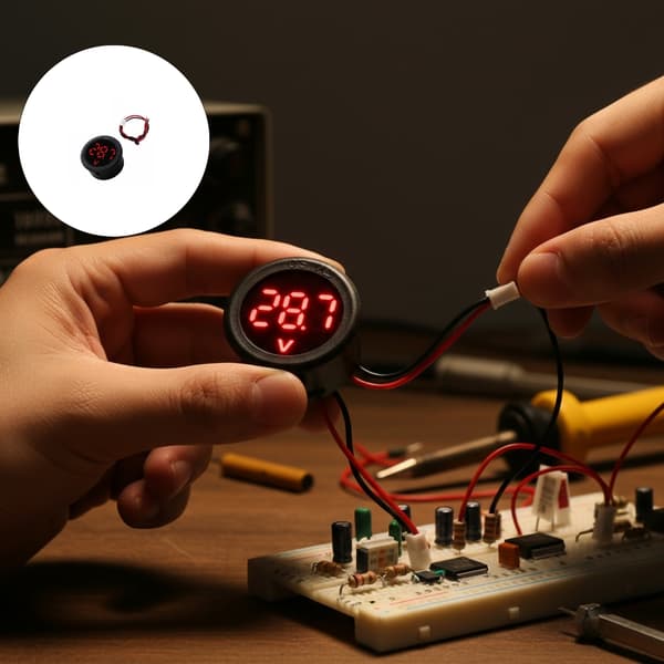 5-100V To-leder Voltmeter Digital Voltmeter LED Digital Skjerm Sirkulær Blue