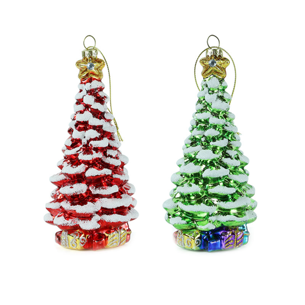 Julgransimulerad glasträdhängande dekoration Realistisk & för kreativ julgransprydnad Högtidsdekoration hängande