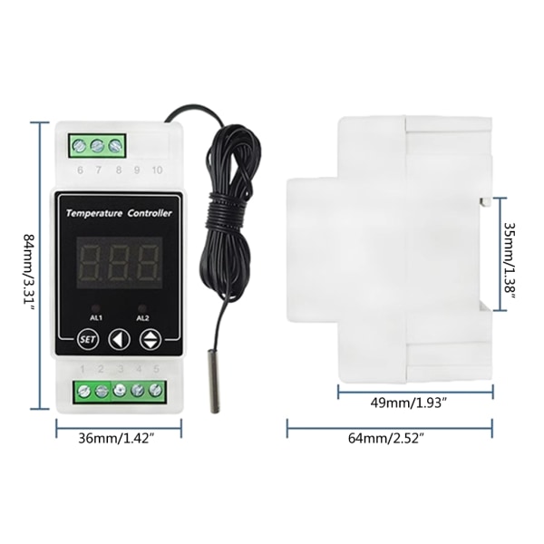 Professionell digital temperaturregulator med reläutgång Justerbar temperaturkontroll Värmekylningsfunktion 24V