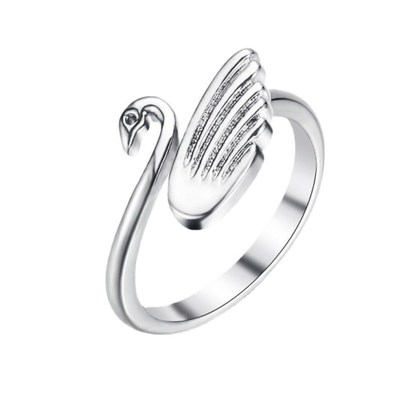 Enkel Swan Stickning Virk Ring Justerbar Öppen Ring Romantisk Swan Finger Ring Knogband Ring Smycken Present till tjej