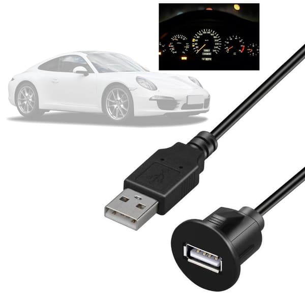 Lydkabeluttak USB2.0 Bil Dashbord Innfelt Monteringspanel Forlengelseskabeladapter
