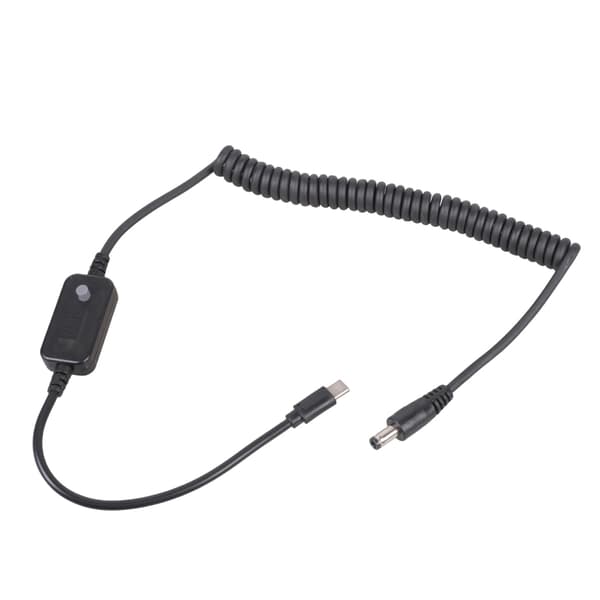USB C til DC5.5x2.1mm oprullet strømkabel justerbare spændinger 5V til 20V