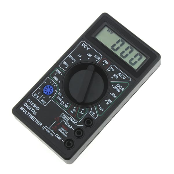 Digitalt multimeter med summer, spennings- og amperemeter, testprobe for DC A