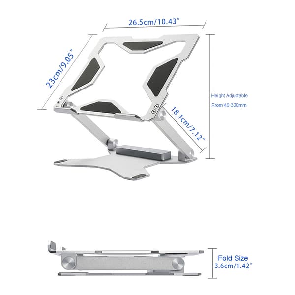 Bärbara stativ Justerbart höjdlyftande aluminium fällbart stativ för surfplatta Desktop Notebook kylställ för 11-15,6 tum Without USB