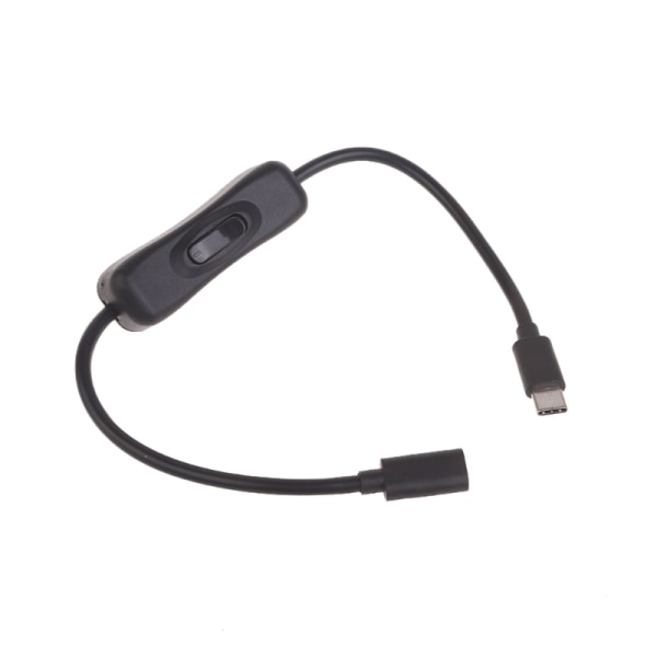 Typ C hane till hona omkopplare Förlängningskabel med knapp Power Kabel för telefon Tablet Fläkt Power Black 30cm