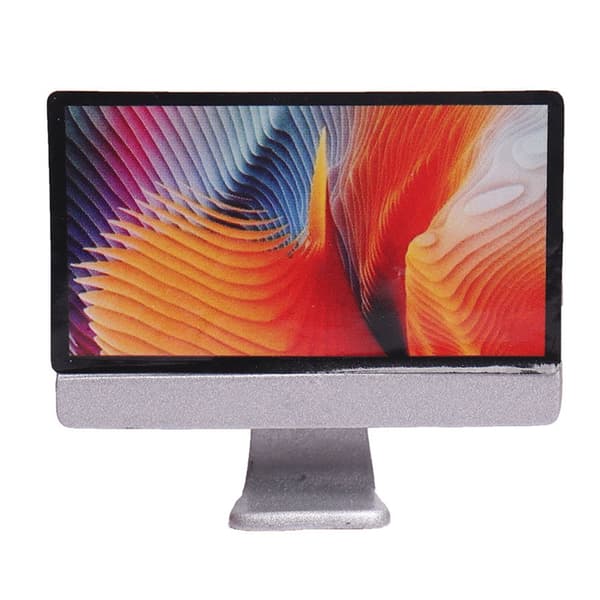 4 stk./sæt Mini Realistisk Computer Desktop Rollespil Legetøj til Miniature Rumindretning Black