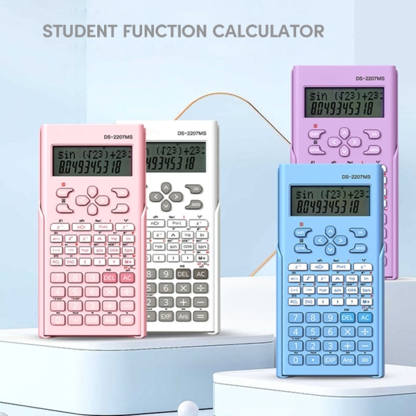 Vetenskaplig miniräknare med två rader display l Studentfunktion Miniräknare Smal och bärbar för skola och företag Pink