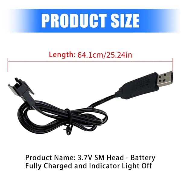USB-ladekabel for 3,7V litiumbatterilader SM2.0-2P Forward for bil