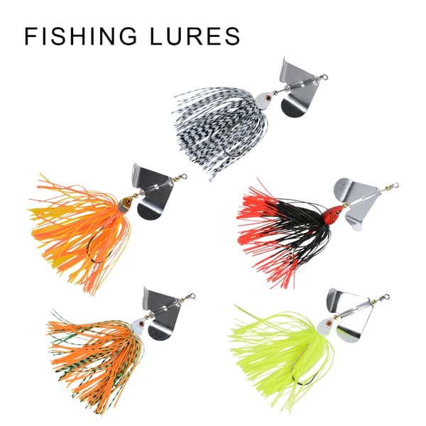 5 st Spinnerbait Fiskedrag Basfiske Jiggdrag Ytvattendrag