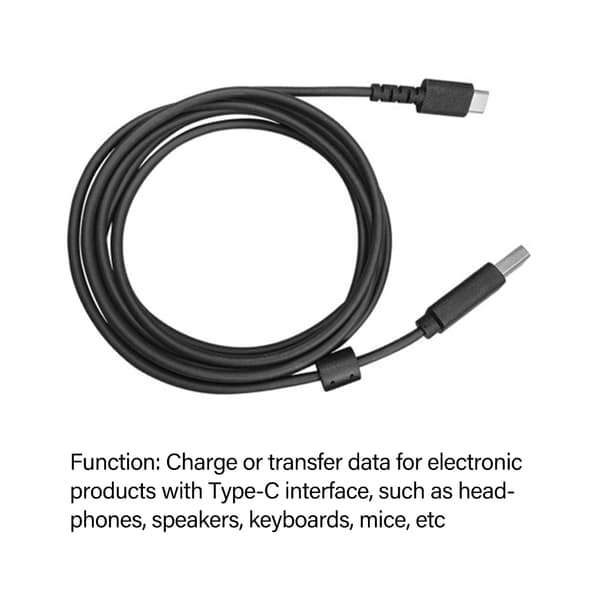 Kvalitets USB C Oplader til G733Lightspeed/GPROX Hovedtelefoner 1.8 Meter Længde