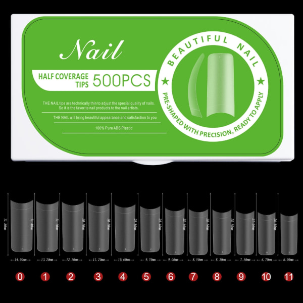 500st C Curve Nail Tips Akryl Fake Nails Press On Nails Half Cover False Nails Stiletto Square Kista False Nails 2