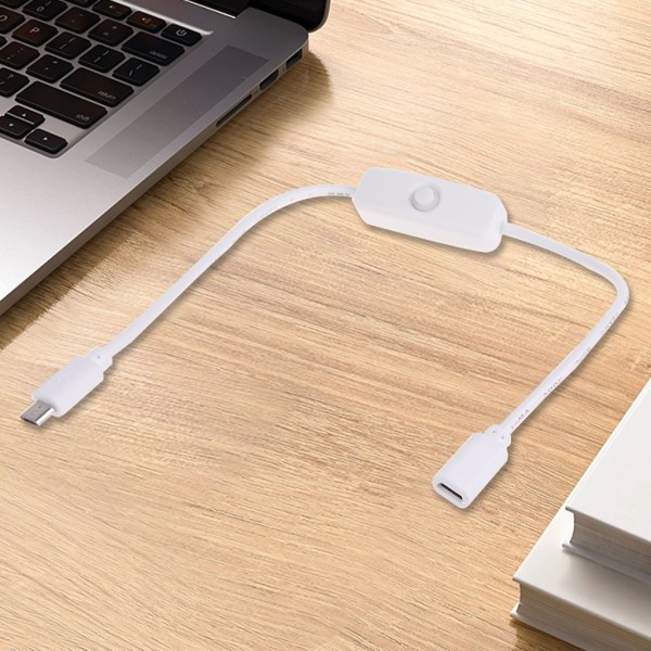 Micro USB kabel, Micro USB Hona till Hane-förlängningskabel med 501-knappsbrytare för Raspberry Pi White