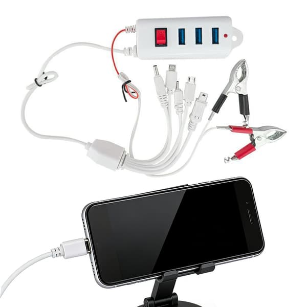 ABS Konstruktion Universal Batteri Smartphone Oplader 3 USB Clip Oplader
