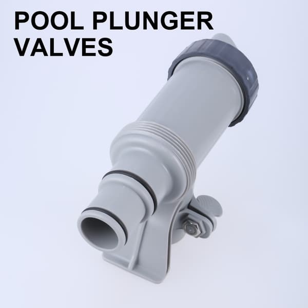 Poolslangeadapter med stempelventiler og rørholder til poolpumpesystemer