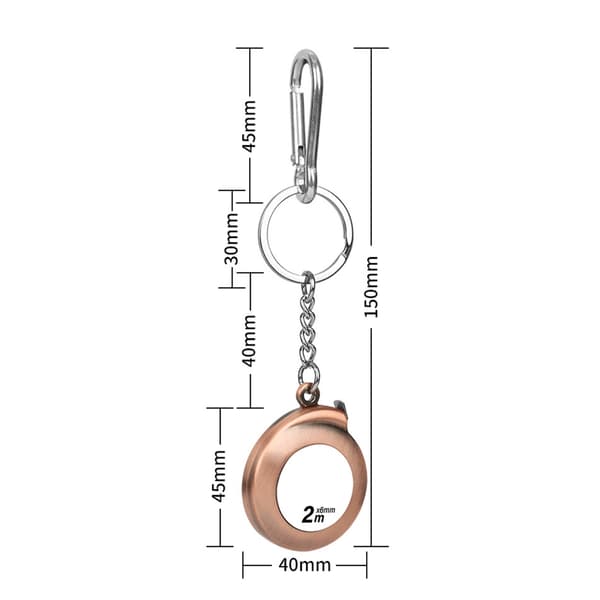 Mini måttband med nyckelring 2M infällbart måttband bärbart litet Bronze