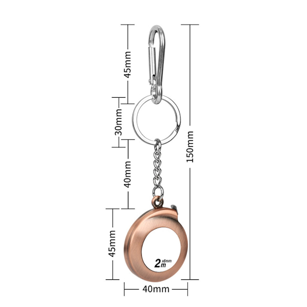 Mini måttband med nyckelring 2M infällbart måttband bärbart litet Silver
