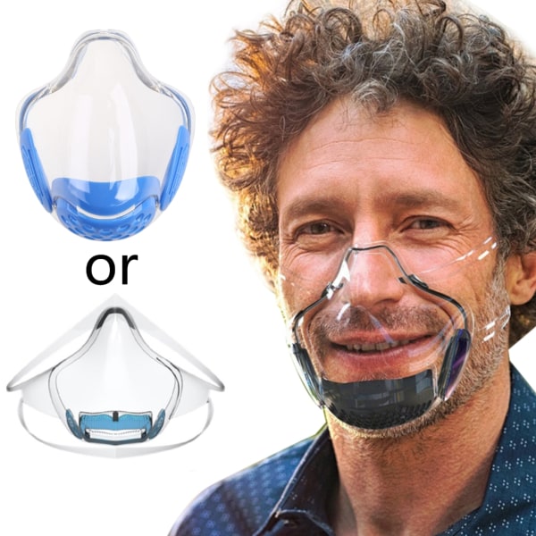 Transparent Face_Shield för vuxna, Anti-Imm Clarity Face_Masks Plast, Synlig Klar Face_Mask Andas Mun Nose Prot Blue
