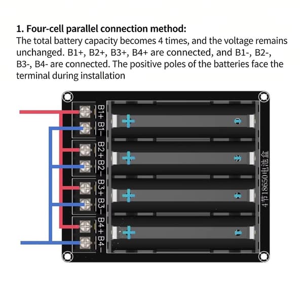 4-cellet 18650 batteriholder DIY uden svejsning design serie parallel konfiguration