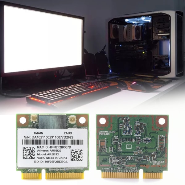 AR5B22 MINI PCIE trådlöst nätverkskort BT4.0 2.4/5G Dual-Frequency 300Mbps 802.11A/B/G/N för Y400 Y500 Y410P S215 U330