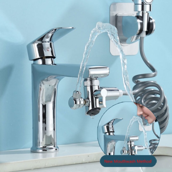 Multifunktionell vridbar kranförlängare för badrumshandfat Utdragbar och tryckhöjande duschhuvud ingår Slitstark A
