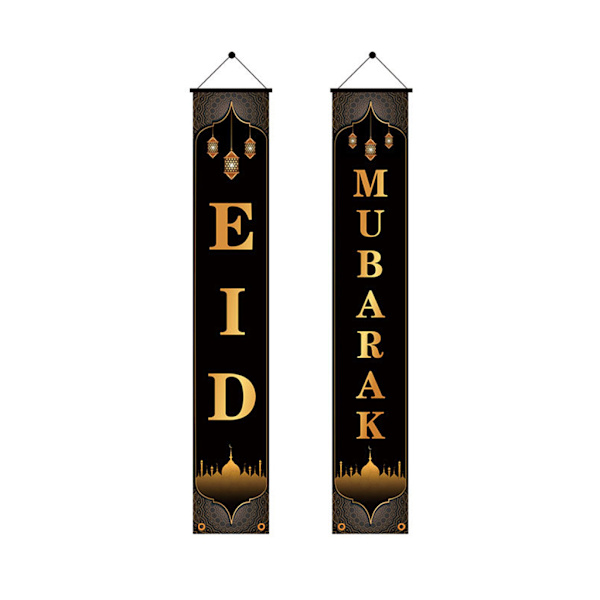 2st Eid Mubarak Veranda för Banner Ramadan Kareem Ytterdörr Flagga hängande skylt De null - 1