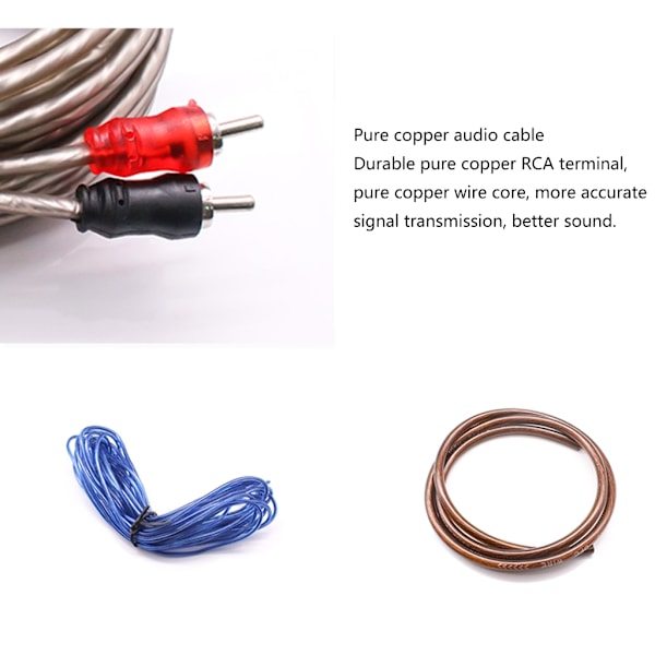 AMP Kabelfäste 8GA Bilkabeldragning Förstärkare RCA Strömkabel Kit