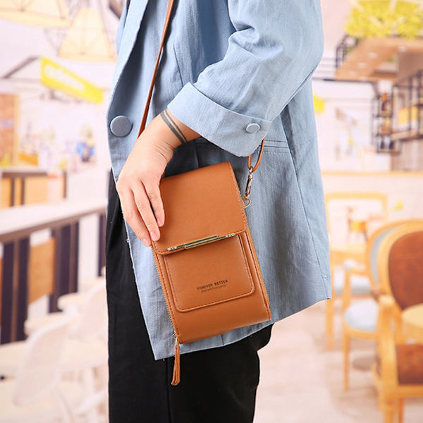 Kvinnor Liten Crossbody-väska Girl Touch-Screen Telefonväska Mini Messenger Bag med kreditkortsfack Enkel telefonväska Yellow
