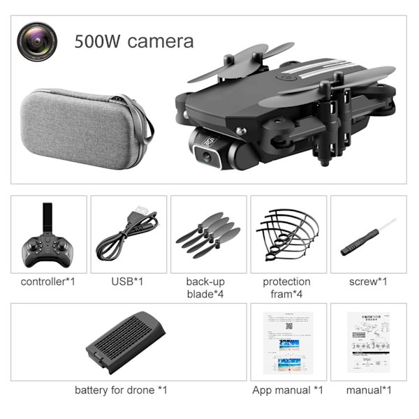 Kokoontaitettava Drone 2.4G WIFI FPV 0.3MP 5MP 4K Kamera Kokoontaitettava RC Quadcopter