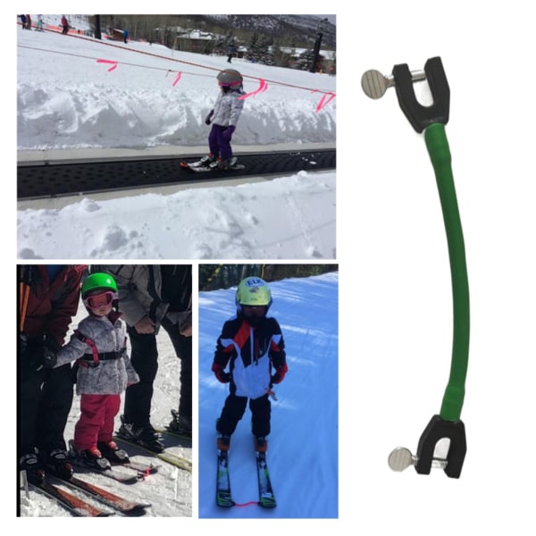 Praktisk skidspetskoppling Skidträningshjälp Lätt snöskidträningsverktyg Vinter Snowboardtillbehör för barn Nybörjare Green