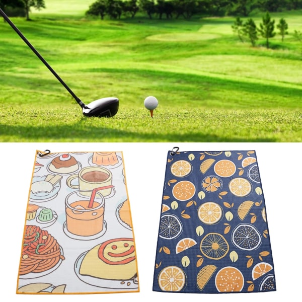 Golfhandduksrengöringsmedel Rengöringsverktyg för golfhuvud med karbinhakeklämma Golfklubbtorkduk som hänger på golfklubbväskan Orange